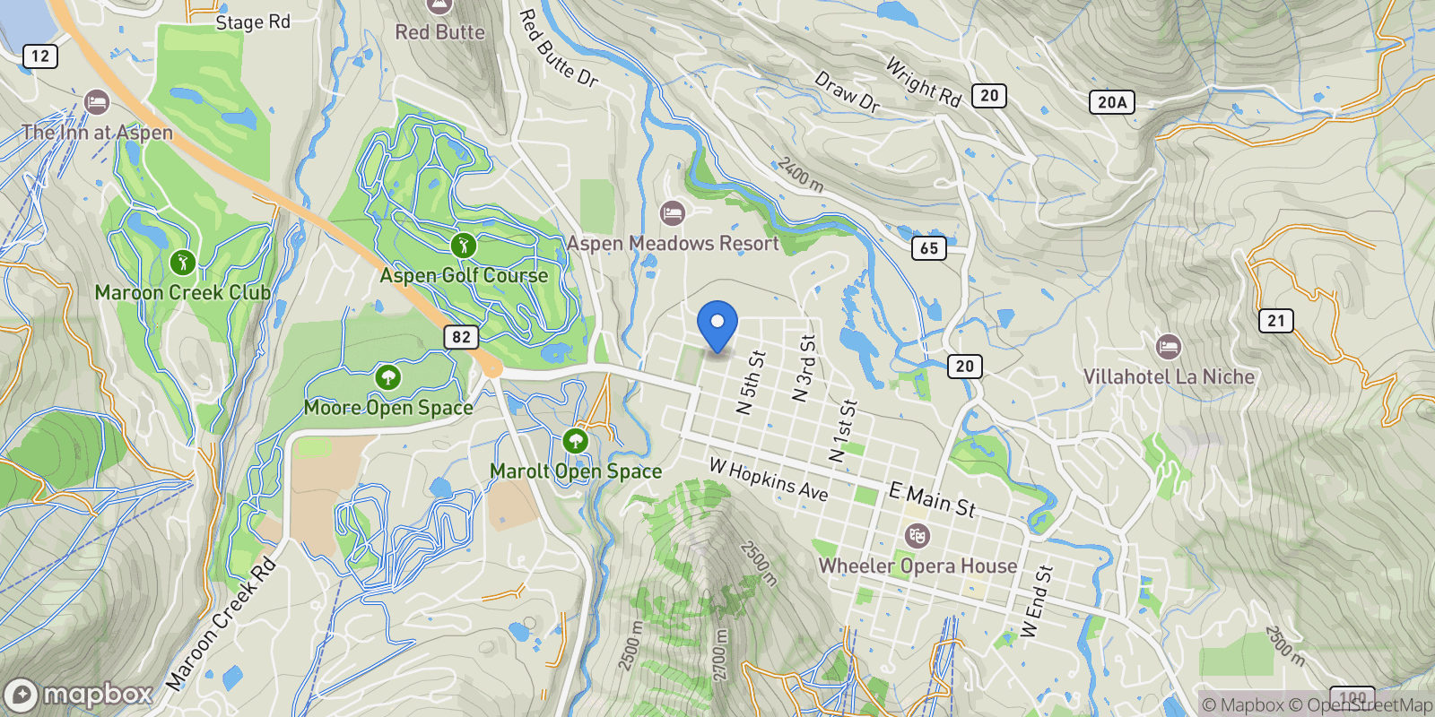 Map showing 715 W Smuggler Street, Aspen, Colorado, United States.