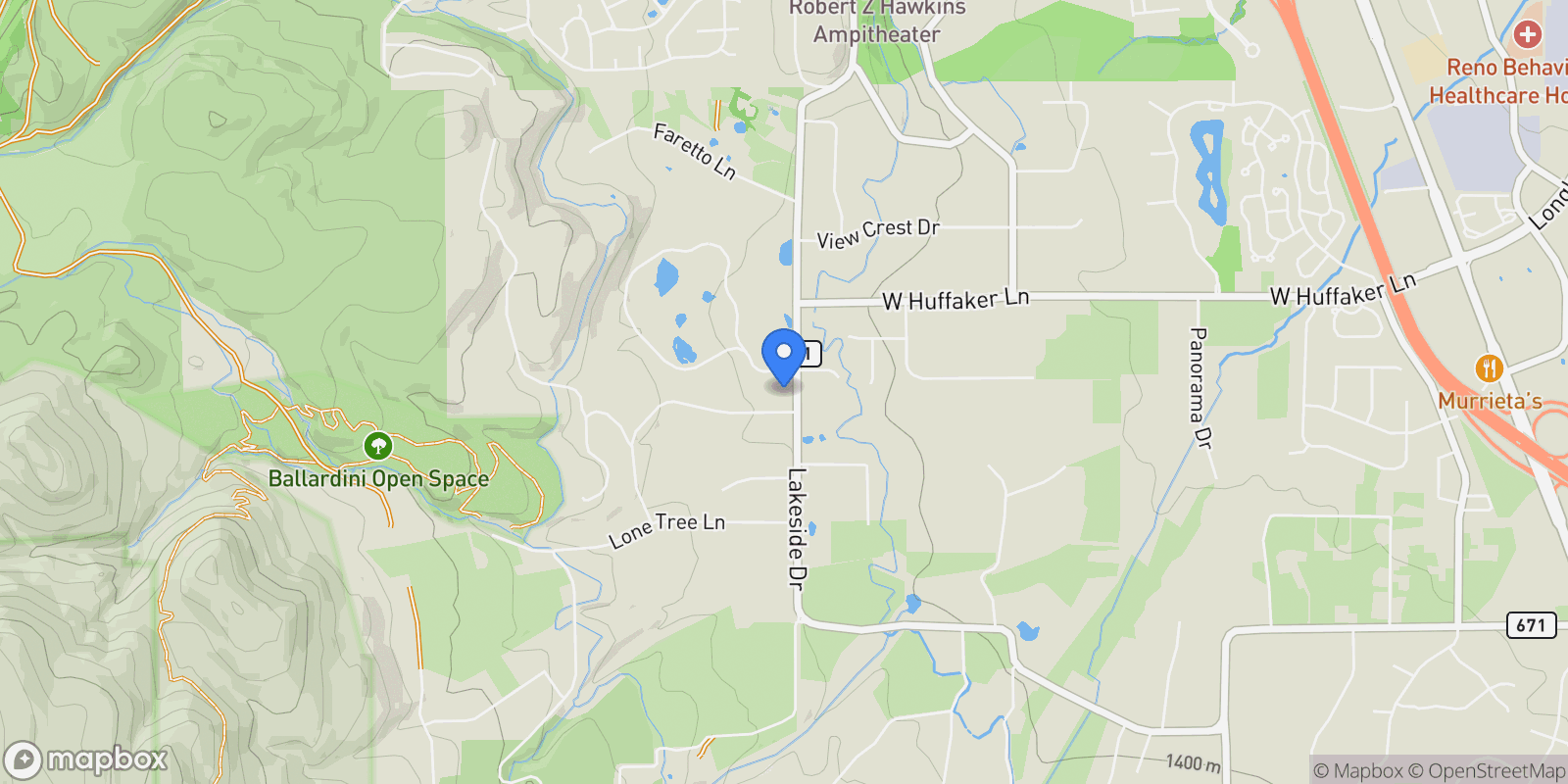 Map showing 8355 Lakeside Drive, Reno, NV, 89511, USA, Reno, Nevada, United States.