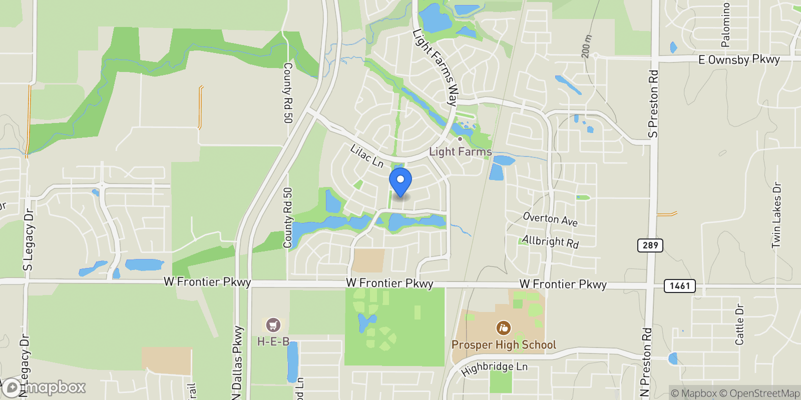 Map showing 4113 Heatherton Drive, Prosper, Texas, United States.