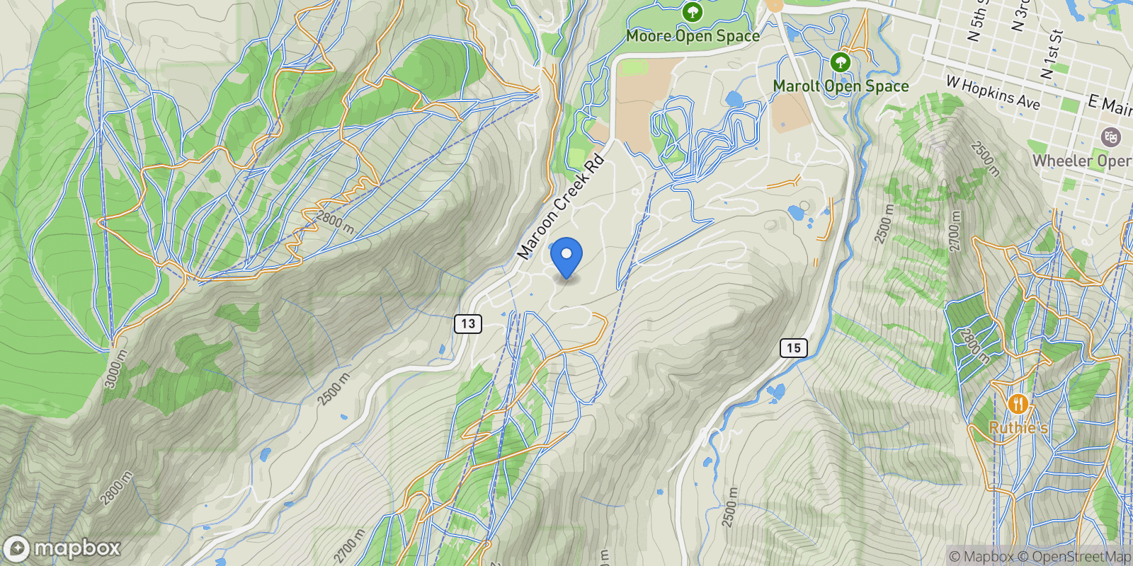 Map showing 296 Glen Dee Road, Aspen, Colorado, United States.