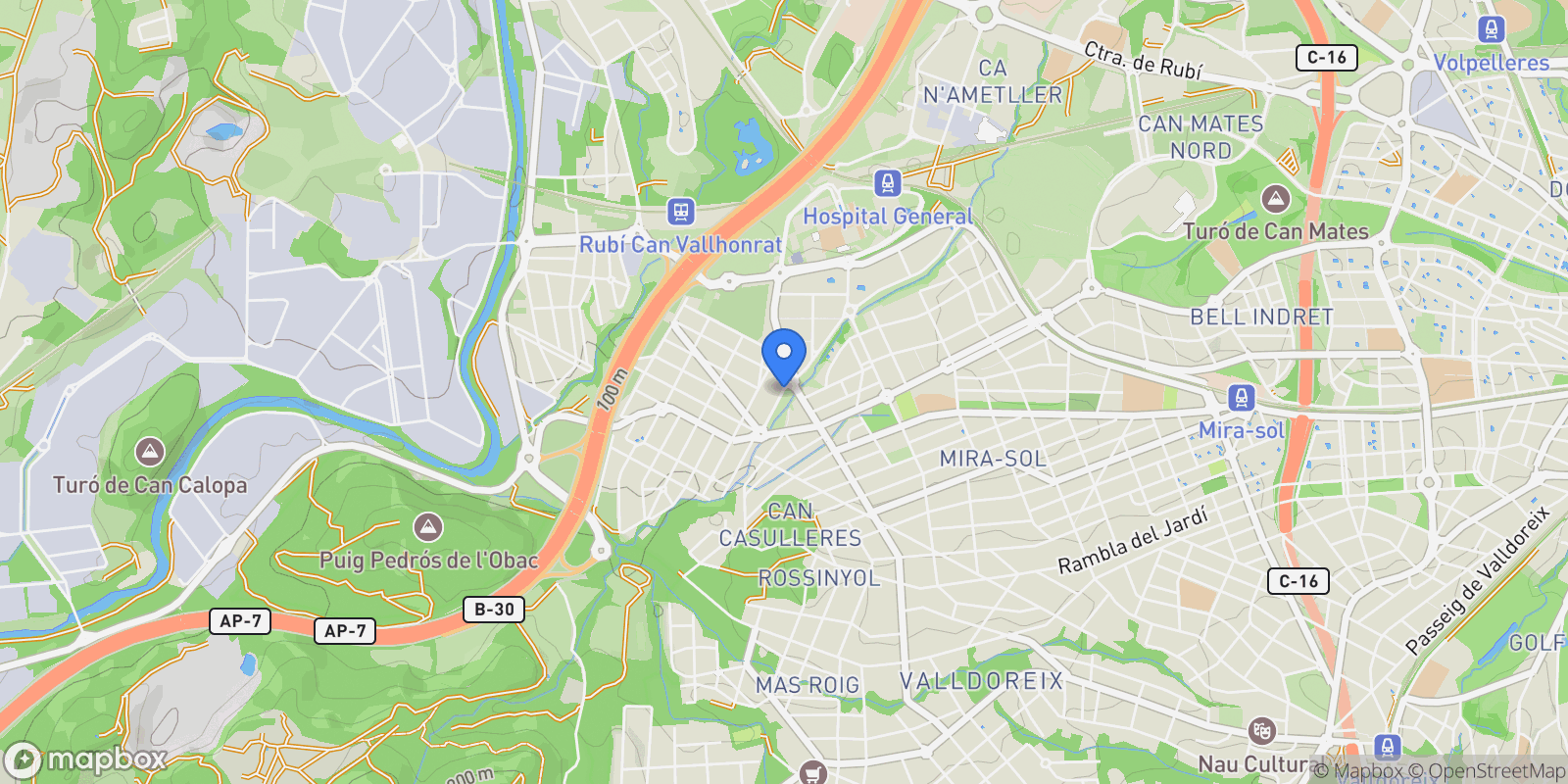 Map showing Mirasol, Sant Cugat del Vallès, Barcelona, Sant Cugat del Vallès, Sant Cugat del Valles, Catalonia, Spain.