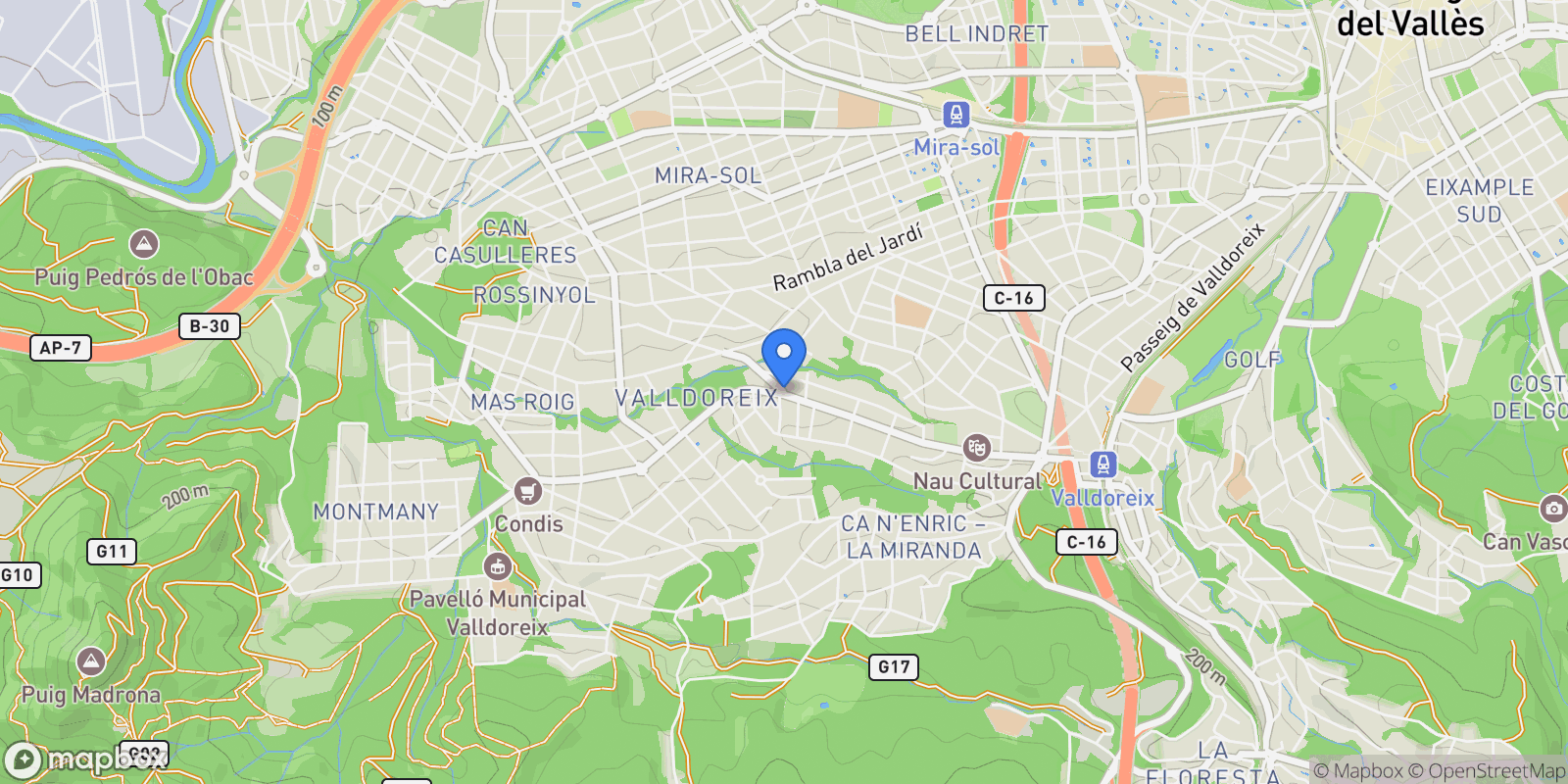Map showing Valldoreix, Sant Cugat del Vallès, Barcelona, Sant Cugat del Vallès, Sant Cugat del Valles, Catalonia, Spain.