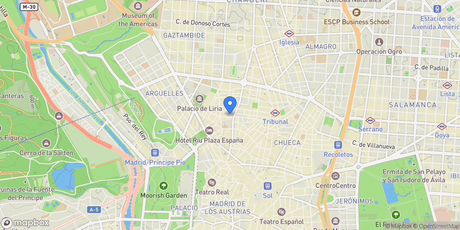Map showing Malasaña, Madrid, MADRID, Madrid, Centro, Madrid, Spain.