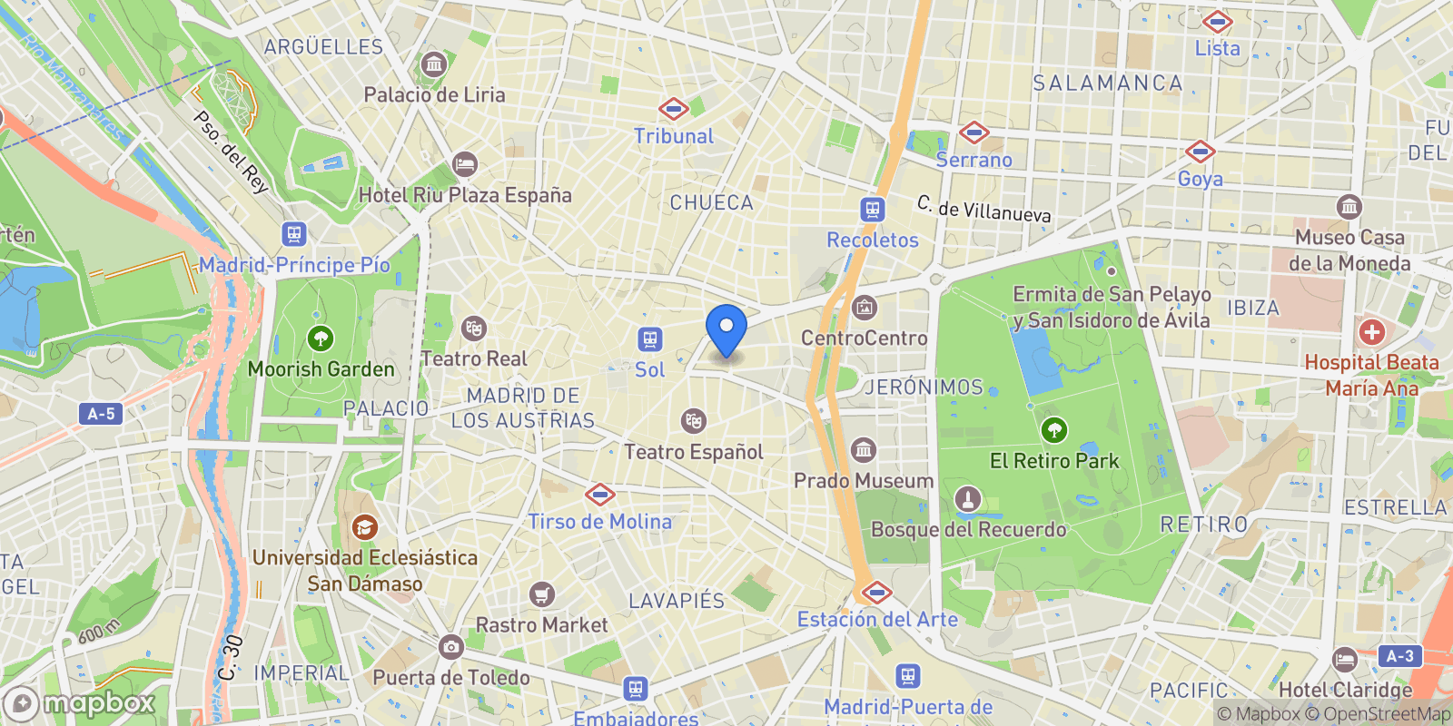 Map showing Sol, Madrid, MADRID, Madrid, Centro, Madrid, Spain.