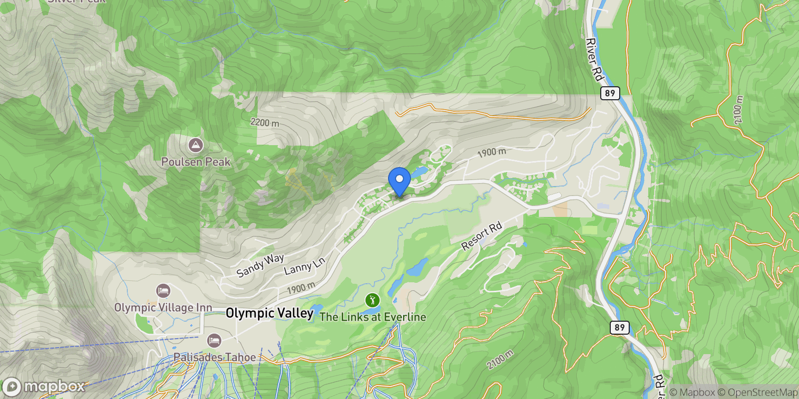 Map showing 980 Olympic Valley Road, Olympic Valley, CA 96146, Olympic Valley, California, United States.