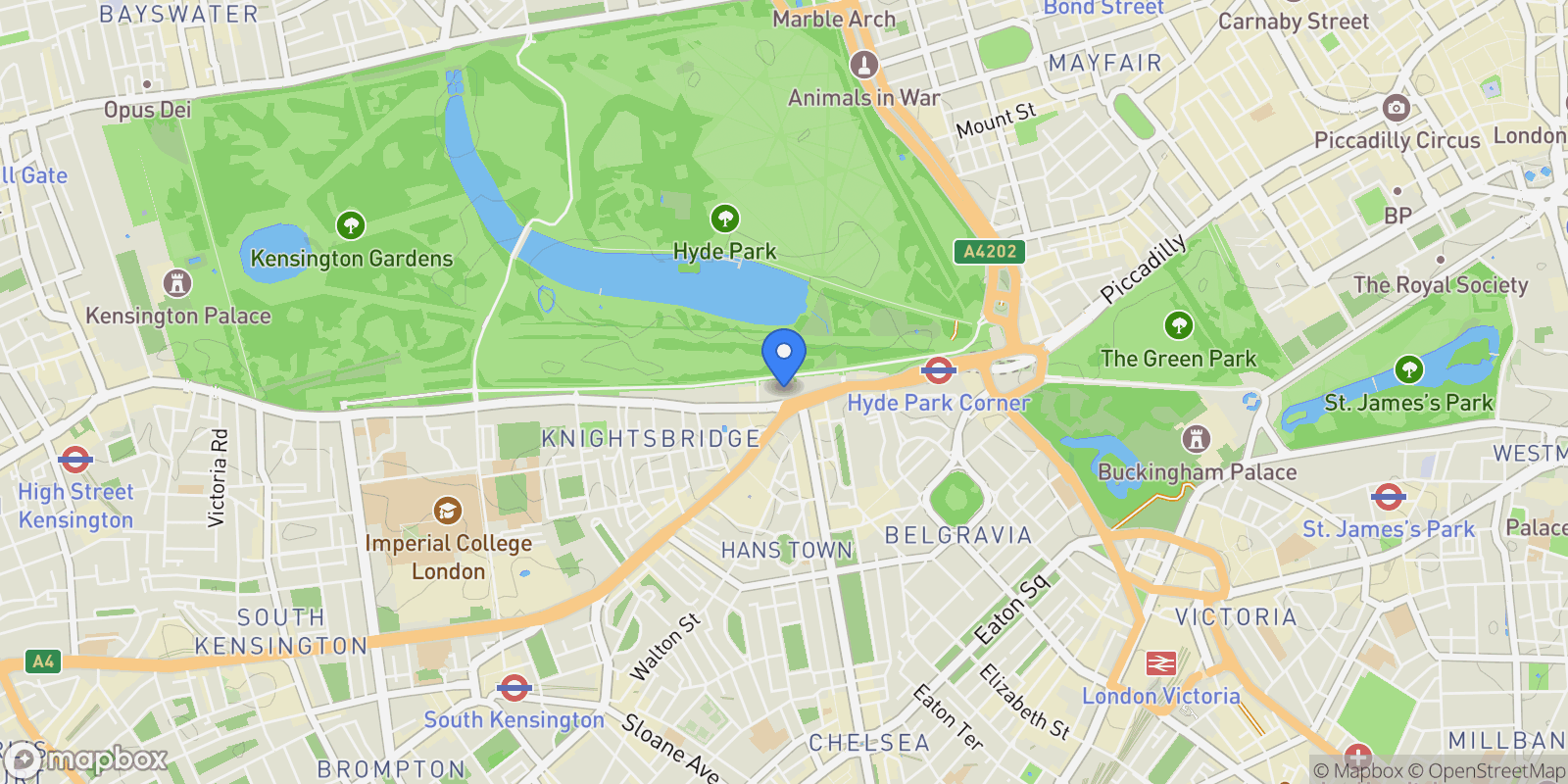 Map showing One Hyde Park, London, ENG SW1X, London, England, United Kingdom.
