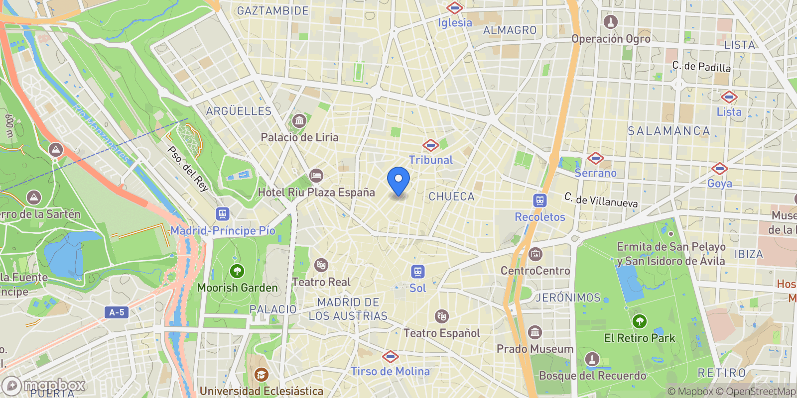 Map showing Malasaña, Madrid, MADRID, Madrid, Centro, Madrid, Spain.
