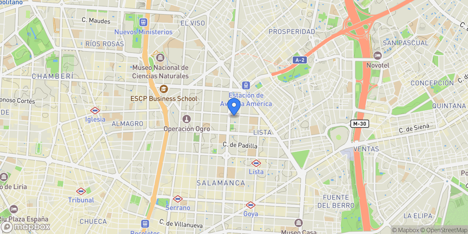Map showing Lista, Madrid, MADRID, Madrid, Barrio Salamanca, Madrid, Spain.