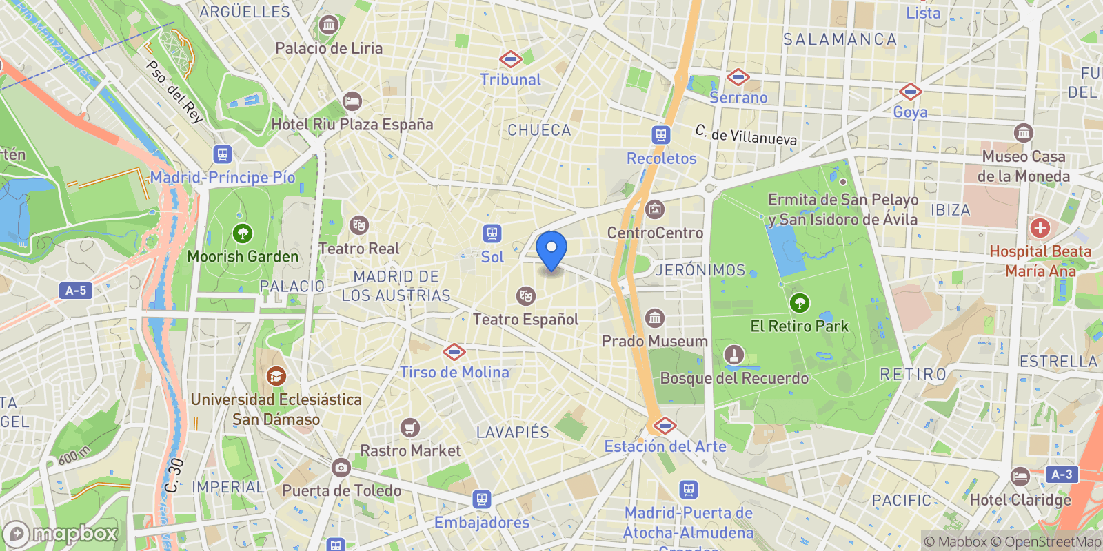 Map showing Sol, Madrid, MADRID, Madrid, Centro, Madrid, Spain.