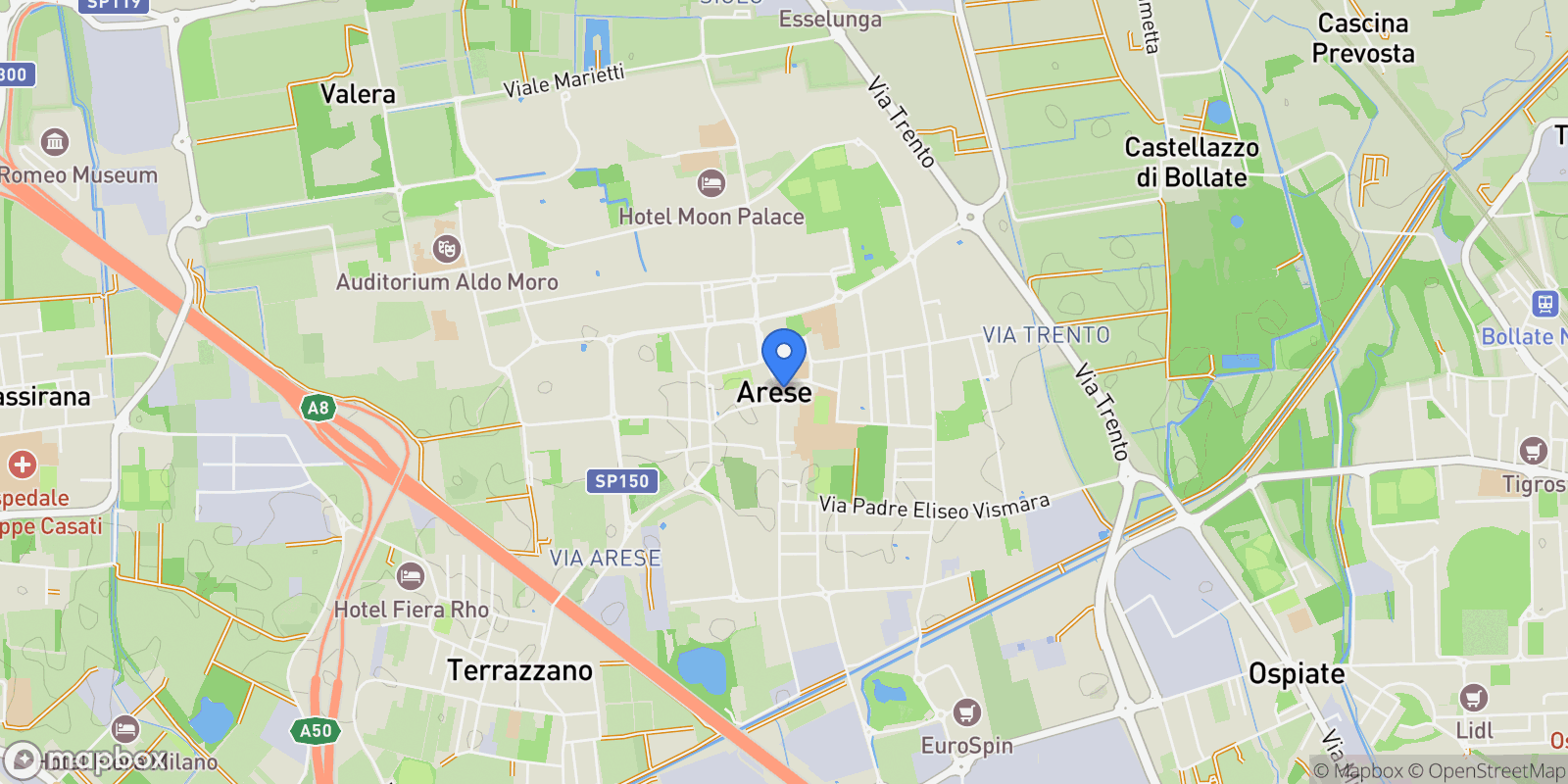 Map showing Via Enzo Ferrari, 4, Arese, Lombardy, Italy.
