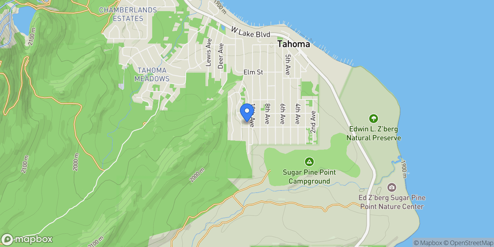 Map showing 7248 Timberwolf Drive, Tahoma, CA 96142, Tahoma, California, United States.