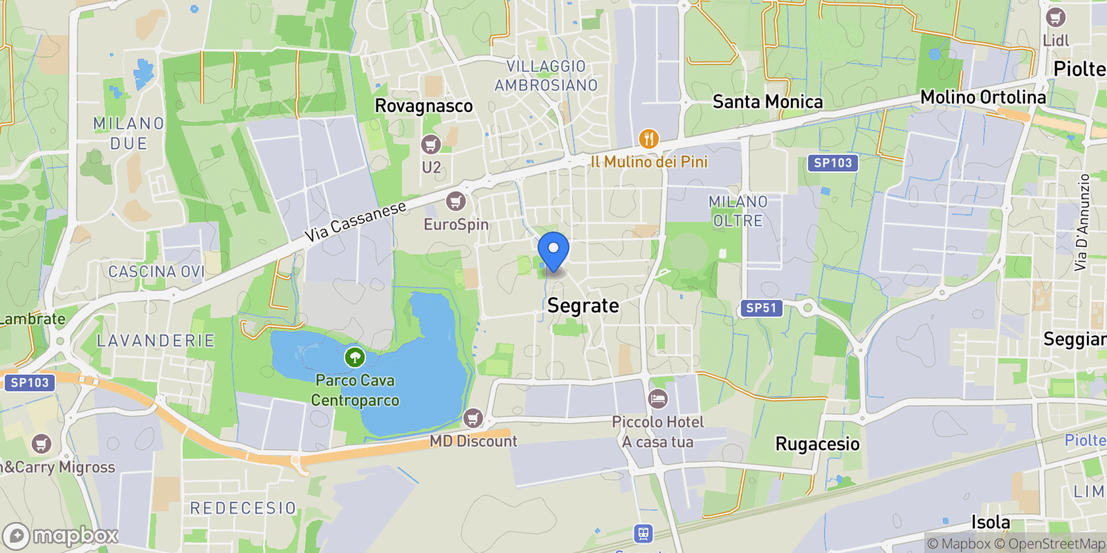 Map showing Via Roma, 25, 20054 Segrate MI, Italy, Milano, Lombardy, Italy.