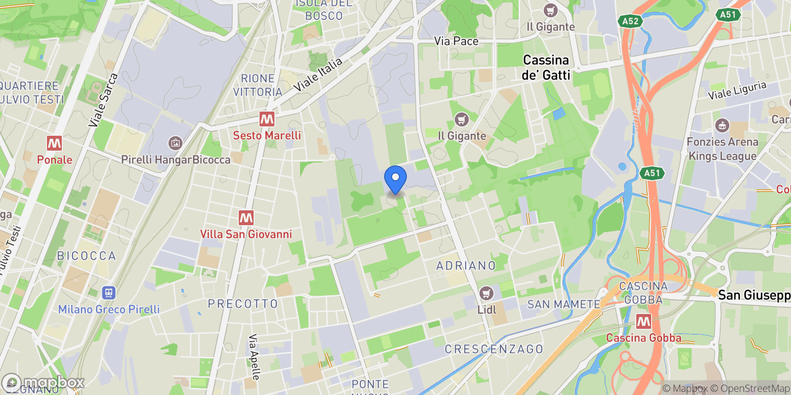 Map showing Via Ugo Tognazzi, 15, 20128 Milano MI, Italy, Milan, Lombardy, Italy.