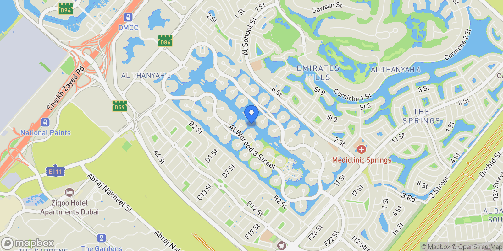 Map showing Mediterranean Clusters, Garden Hall , Dubai, Jumeirah Islands, Dubai, United Arab Emirates.