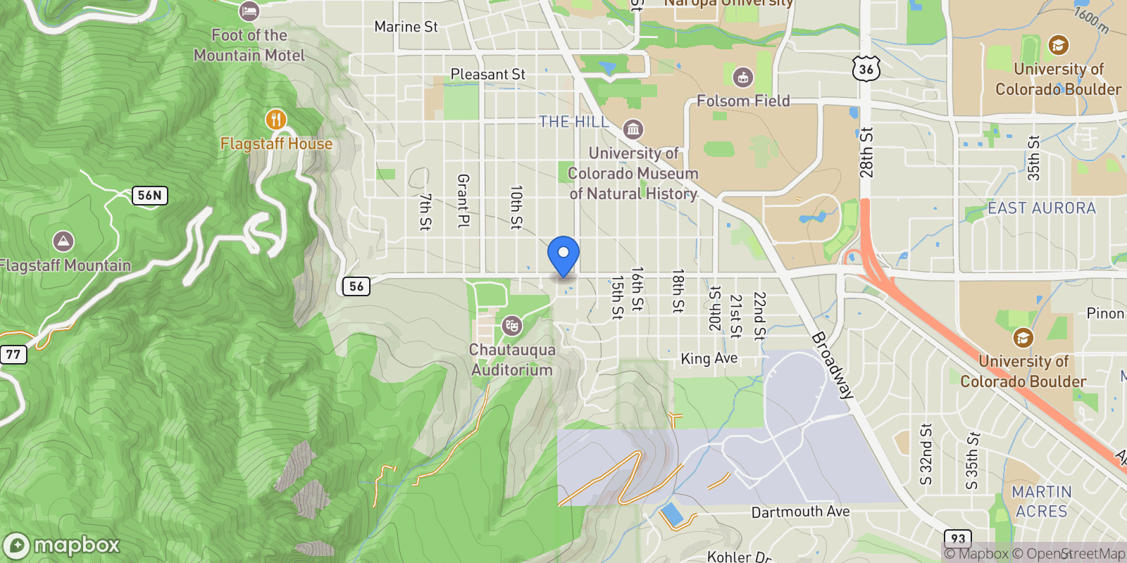 Map showing 650 12th St , Boulder, CO 80302, Boulder, Colorado, United States.