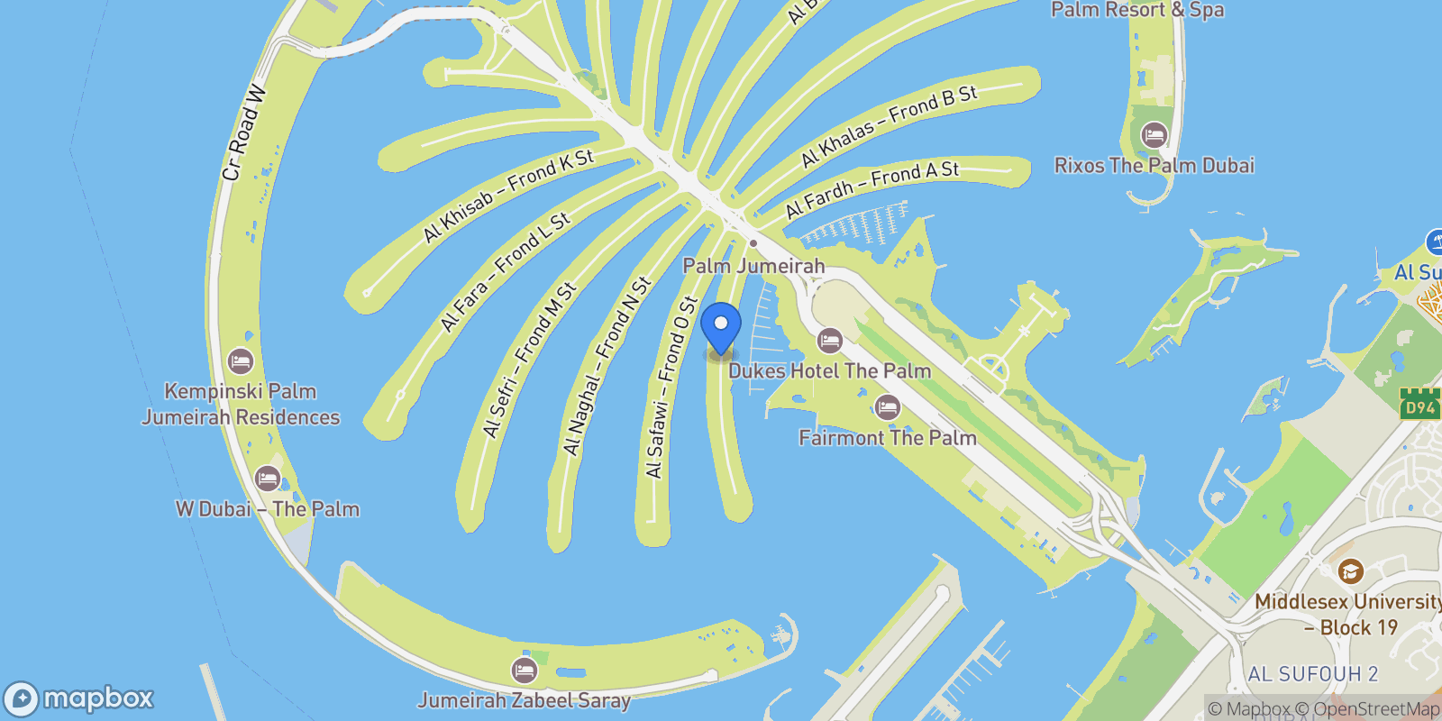 Map showing Signature Villas, Signature Villas Frond P , Dubai, Dubai, Dubai, United Arab Emirates.