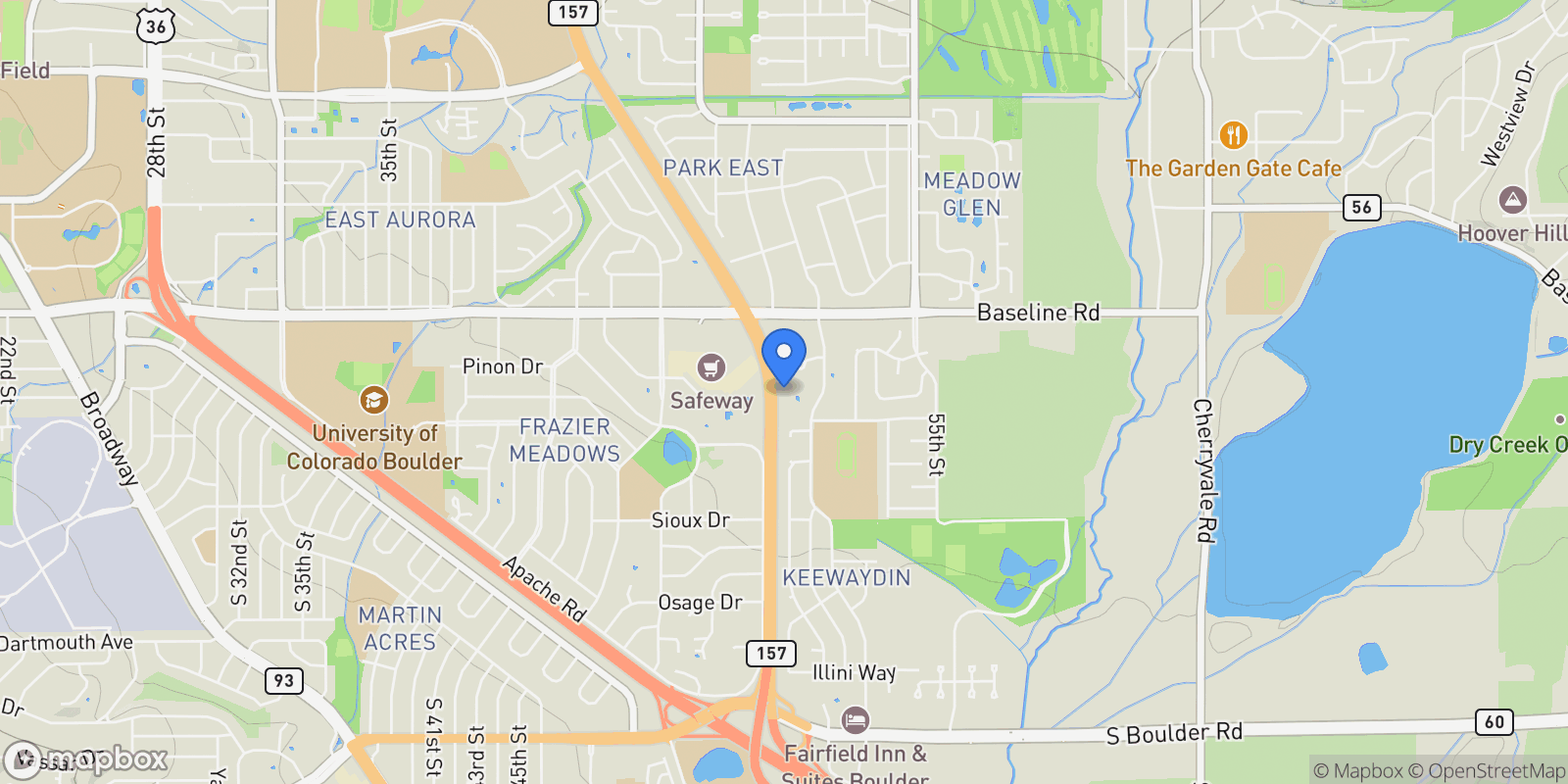 Map showing 501 Manhattan Drive #101 , Boulder, CO 80303, Boulder, Colorado, United States.