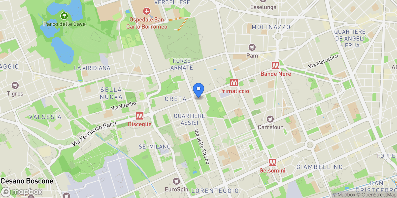 Map showing Via Berna, 21, 20147 Milano MI, Italy, Milan, Lombardy, Italy.