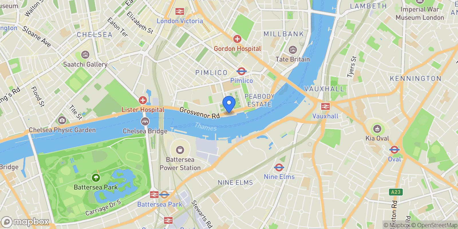 Map showing One St George Wharf, London, England, United Kingdom.
