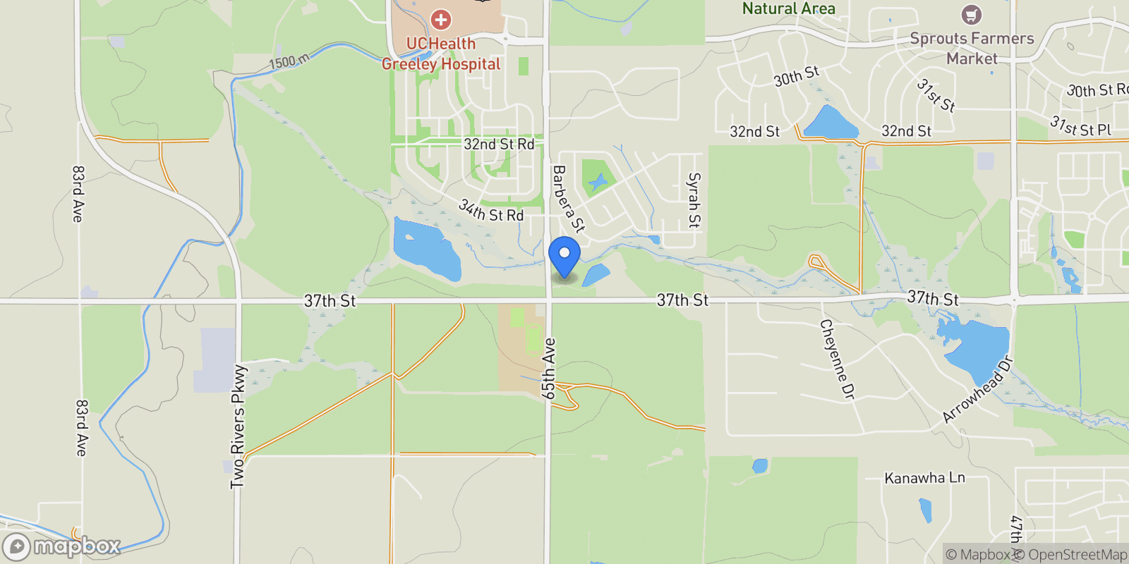 Map showing 3696 65th Avenue , Greeley, CO 80634, Greeley, Colorado, United States.