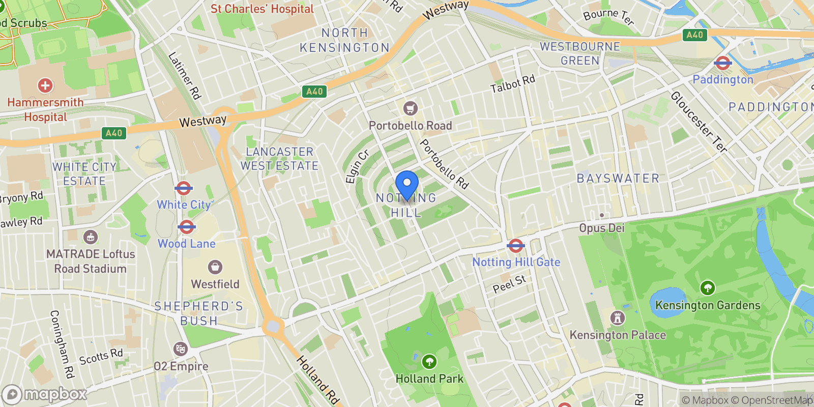 Map showing St. Luke’s Road, London, England, United Kingdom.