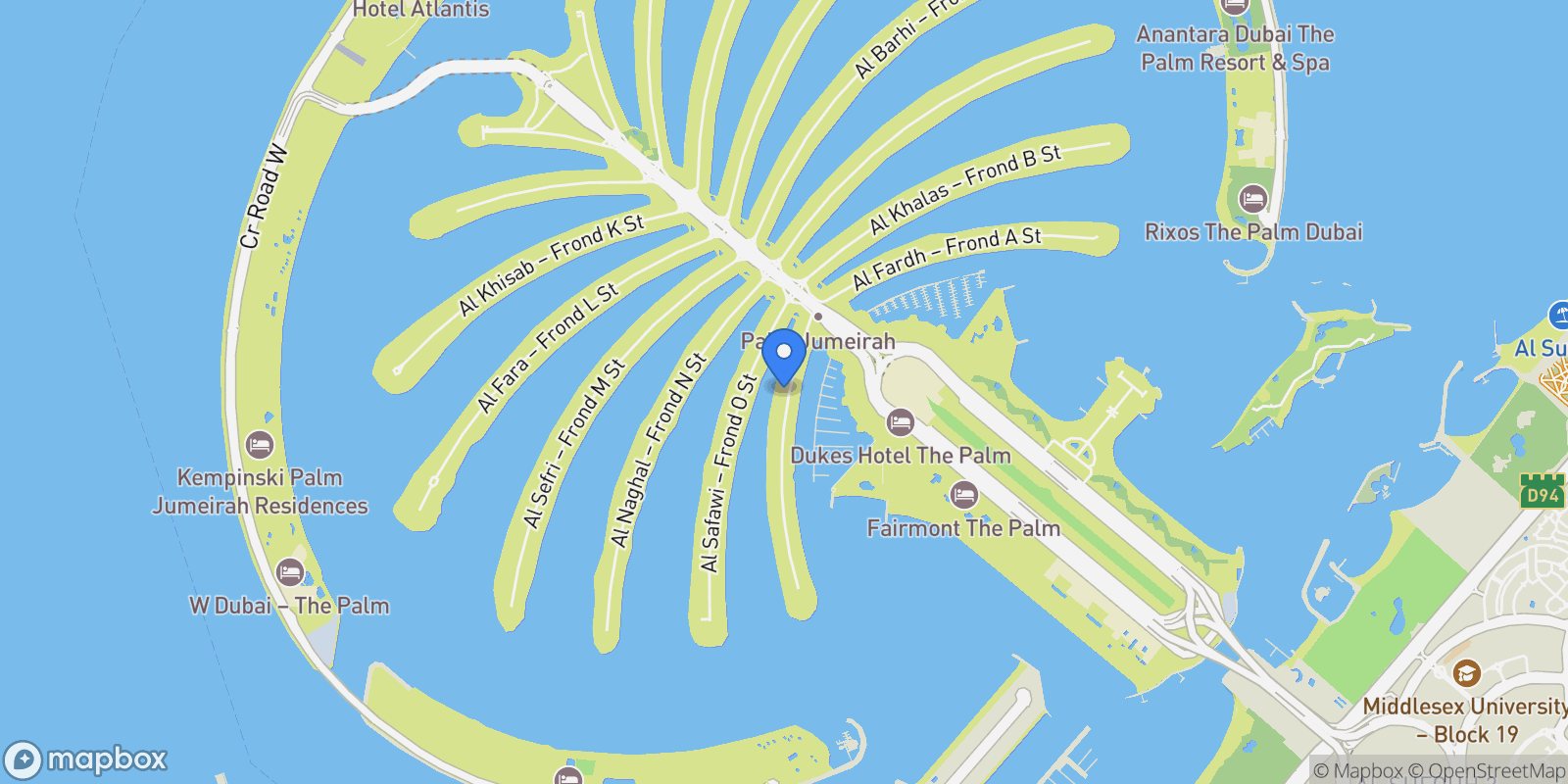 Map showing Garden Homes, Garden Homes Frond F , Dubai, Dubai, Dubai, United Arab Emirates.