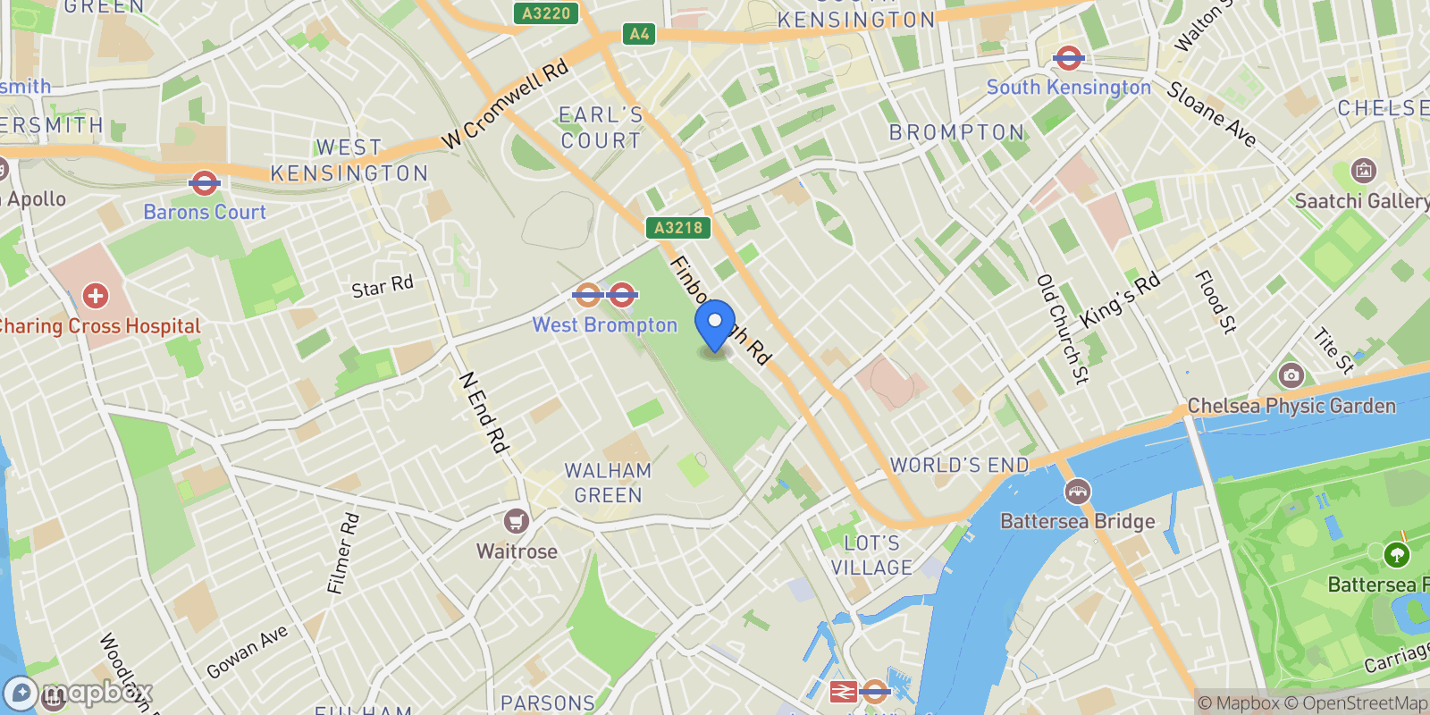 Map showing 268 Fulham Road, London, England, United Kingdom.