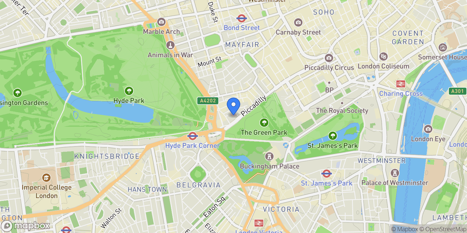 Map showing Upper Grosvenor Street, London, England, United Kingdom.