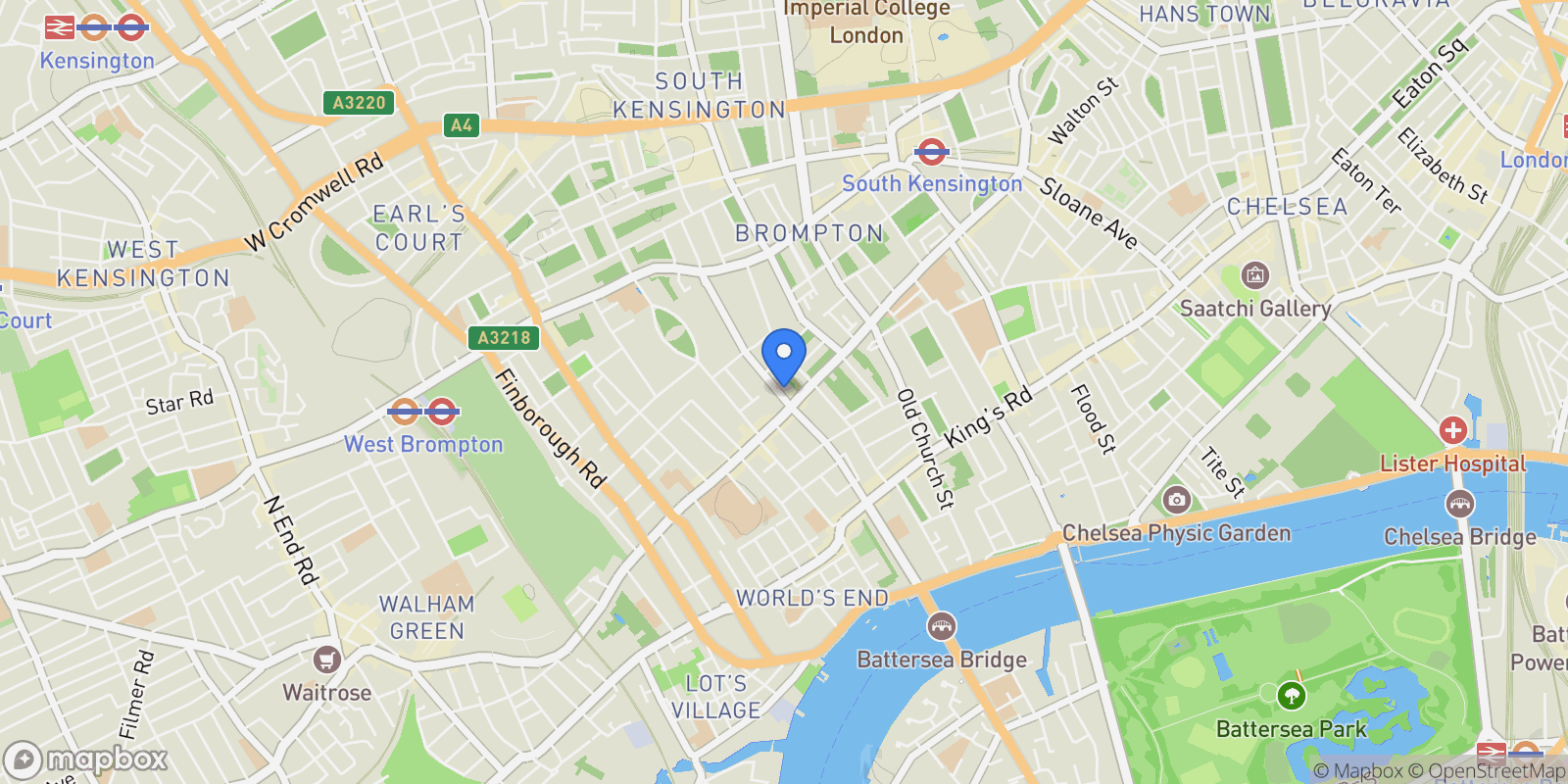 Map showing Boltons Conservation Area, London, England, United Kingdom.