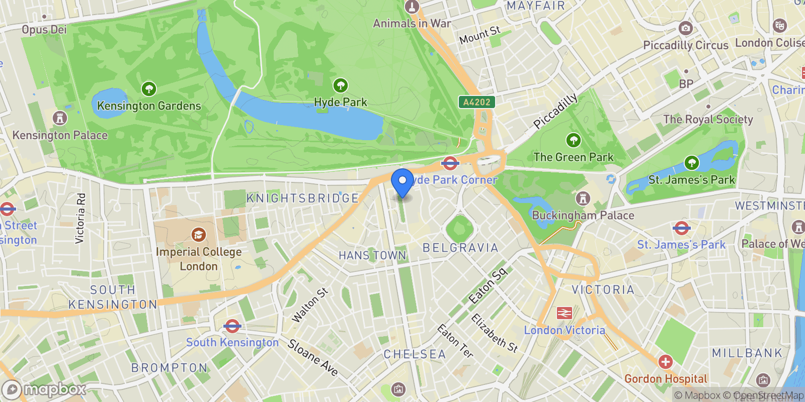 Map showing Hans Place, London, England, United Kingdom.