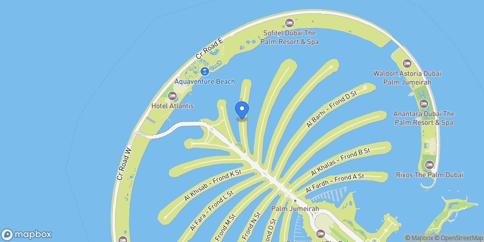 Map showing Signature Villas, Signature Villas Frond G , Dubai, Dubai, Dubai, United Arab Emirates.
