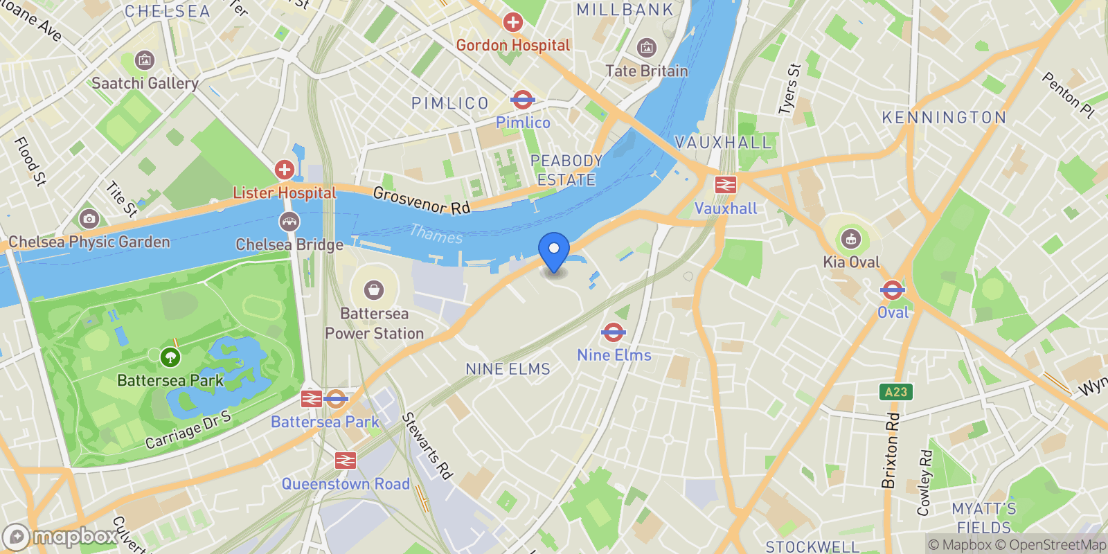 Map showing One St George Wharf, London, England, United Kingdom.