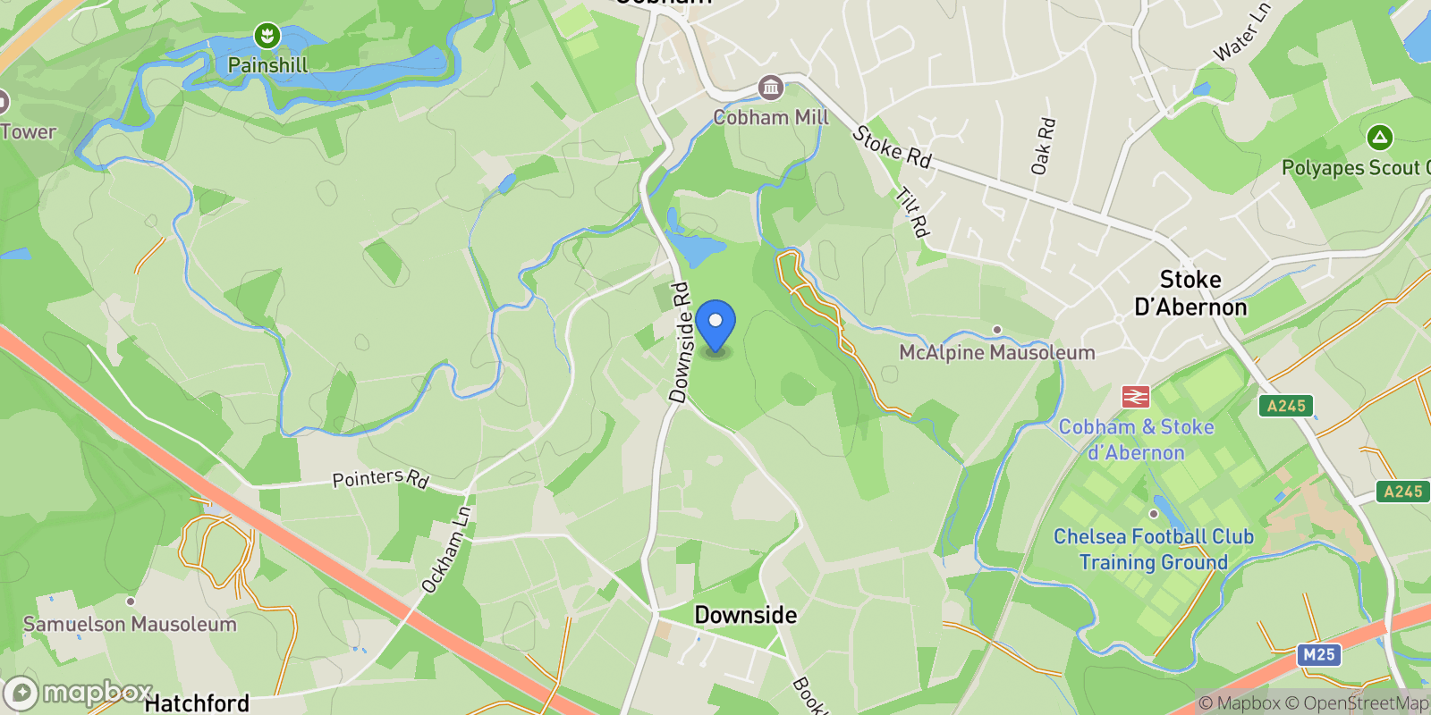 Map showing Fairmile Avenue, Cobham, England, United Kingdom.