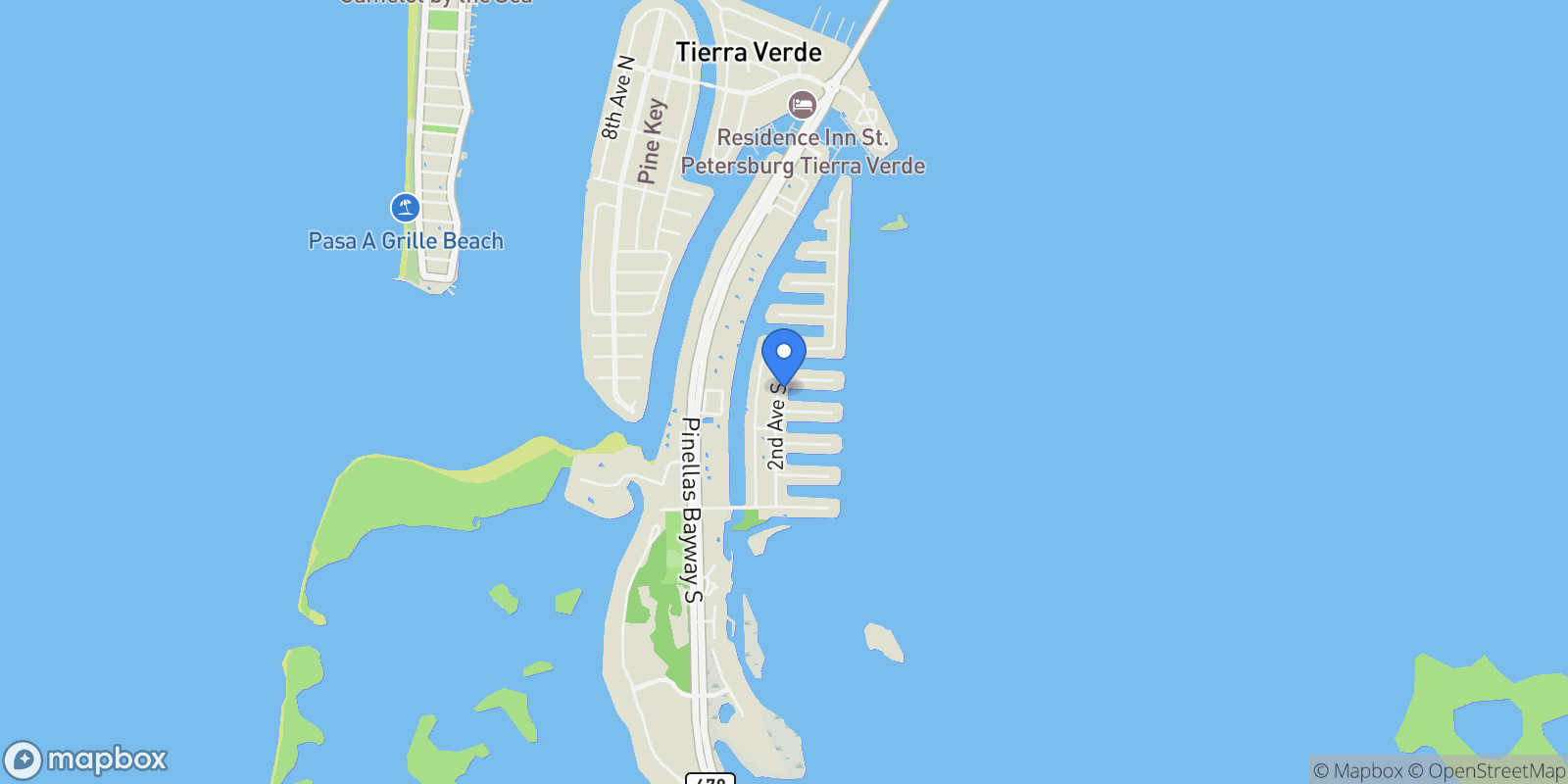 Map showing 841 2ND AVENUE S, TIERRA VERDE, FL, 33715, USA, St. Petersburg, Florida, United States.
