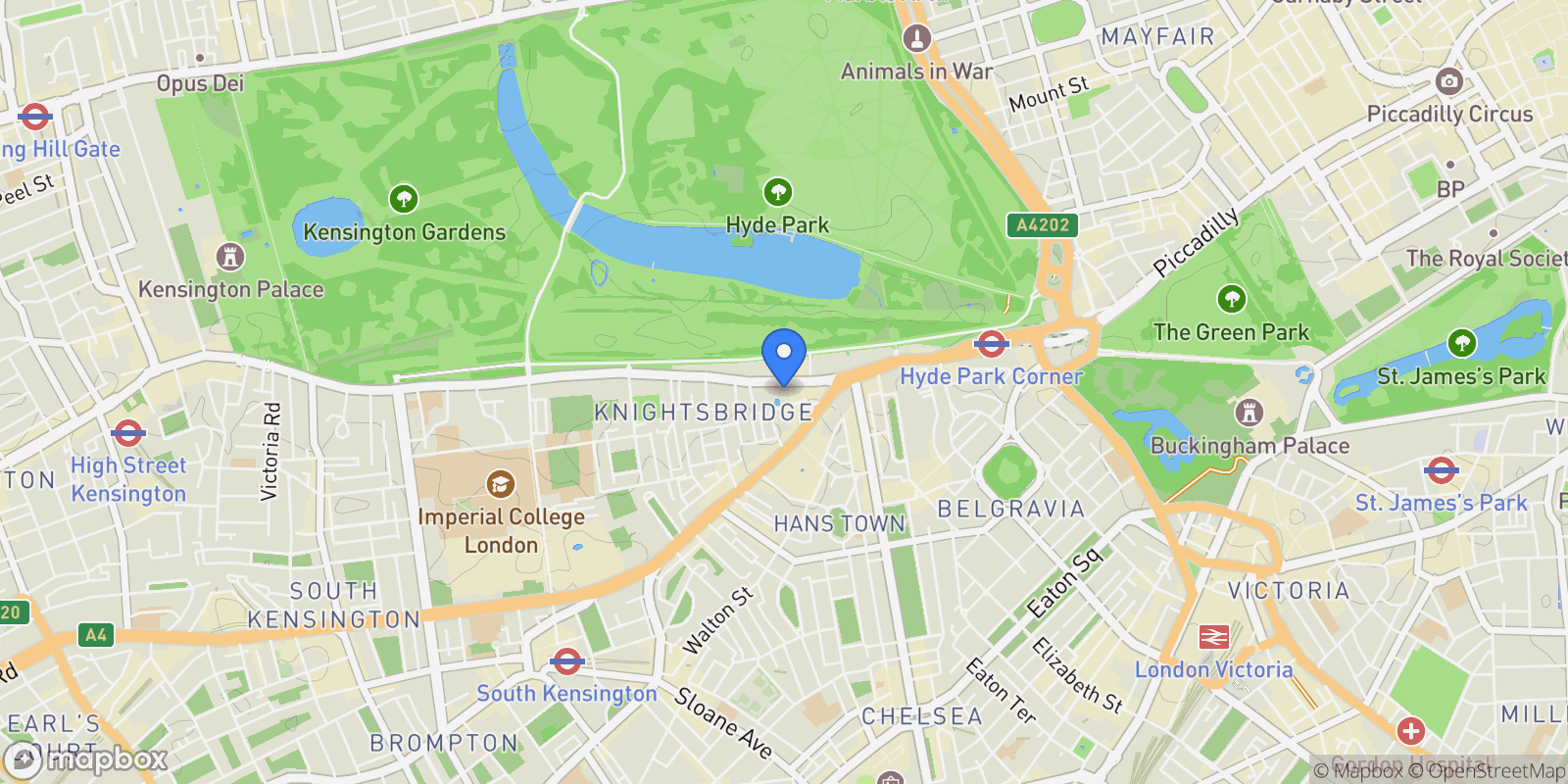 Map showing Hans Road, London, England, United Kingdom.