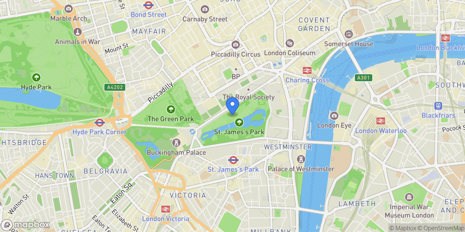 Map showing Carlton House Terrace, London, England, United Kingdom.