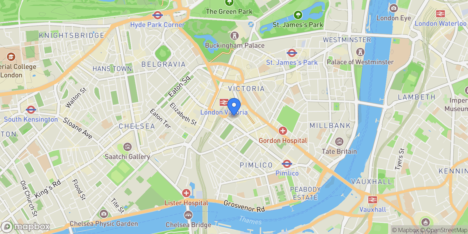 Map showing South Eaton Place, Chester Terrace, London, England, United Kingdom.