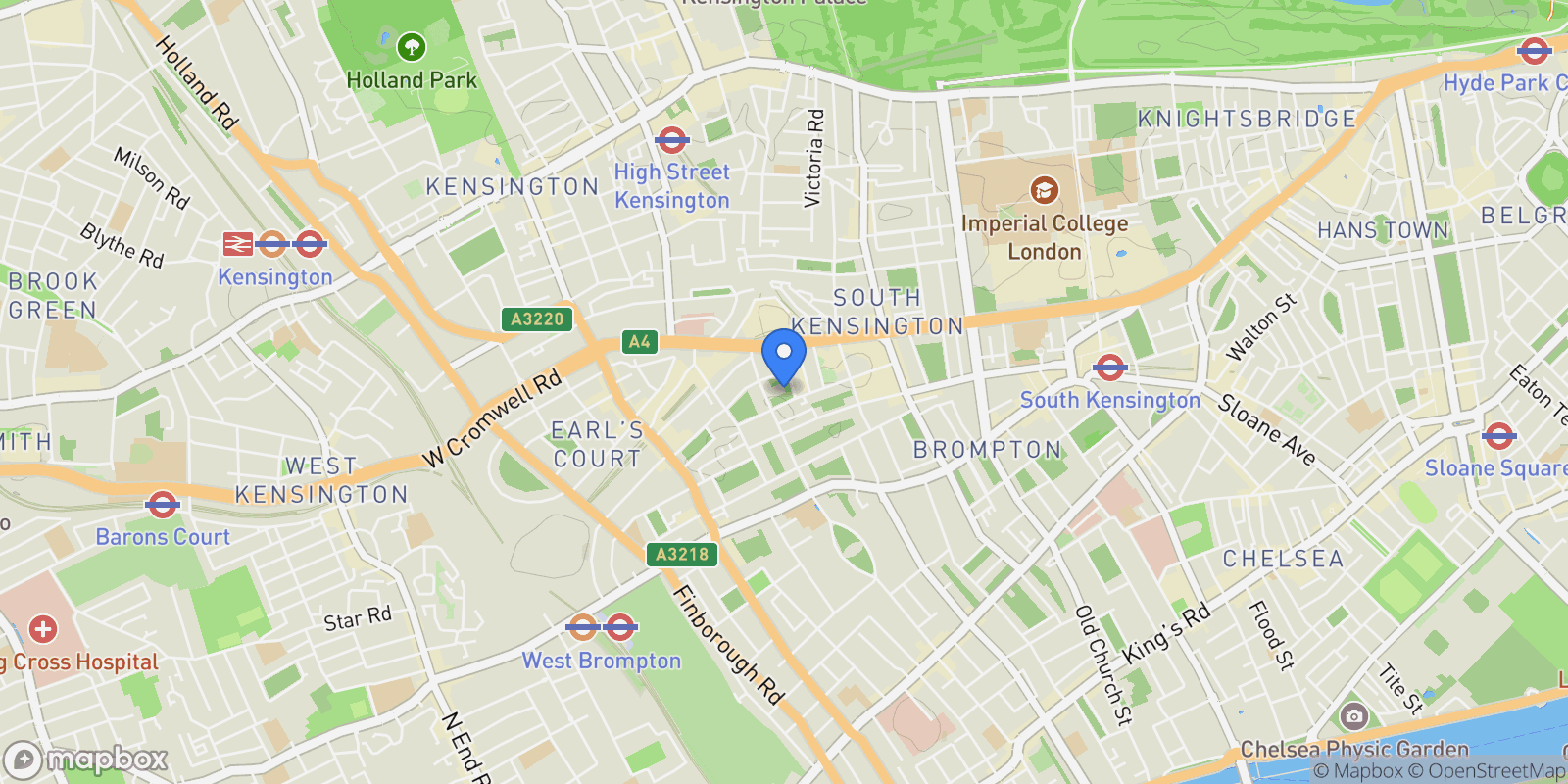 Map showing Harrington Road, London, England, United Kingdom.