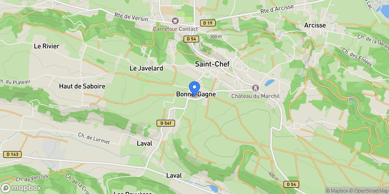 Map showing Saint-Chef, Auvergne-Rhône-Alpes, France.