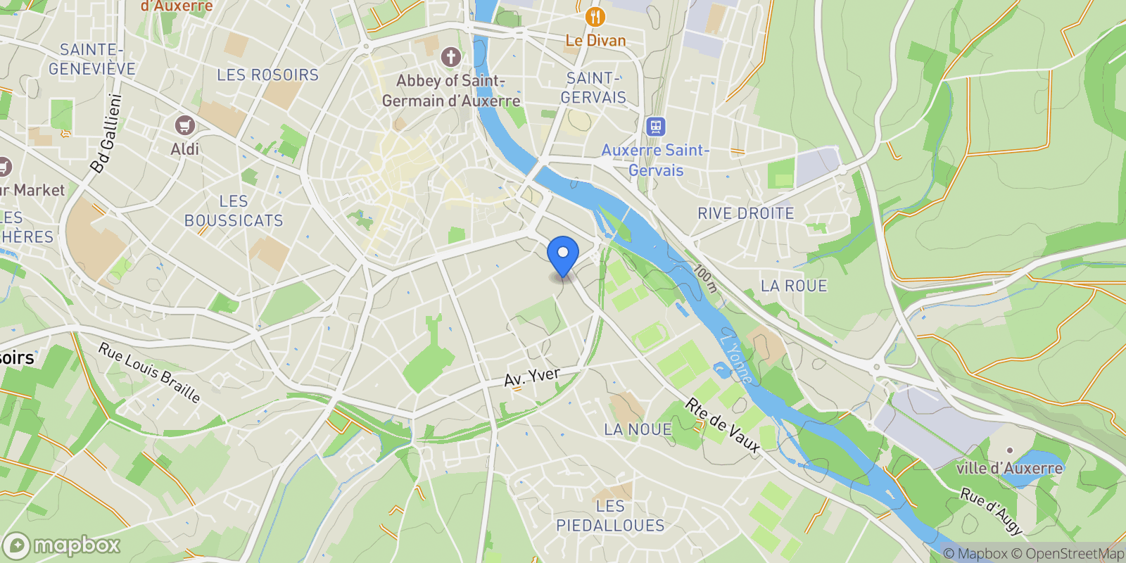 Map showing Auxerre, Bourgogne-Franche-Comté, France.
