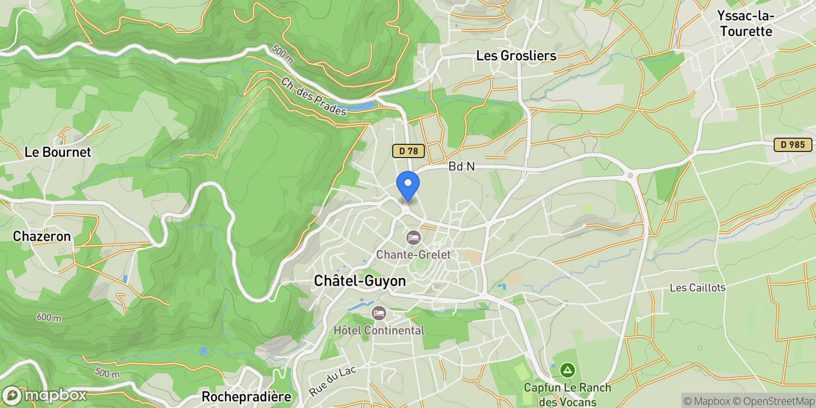Map showing Châtel-Guyon, Auvergne-Rhône-Alpes, France.