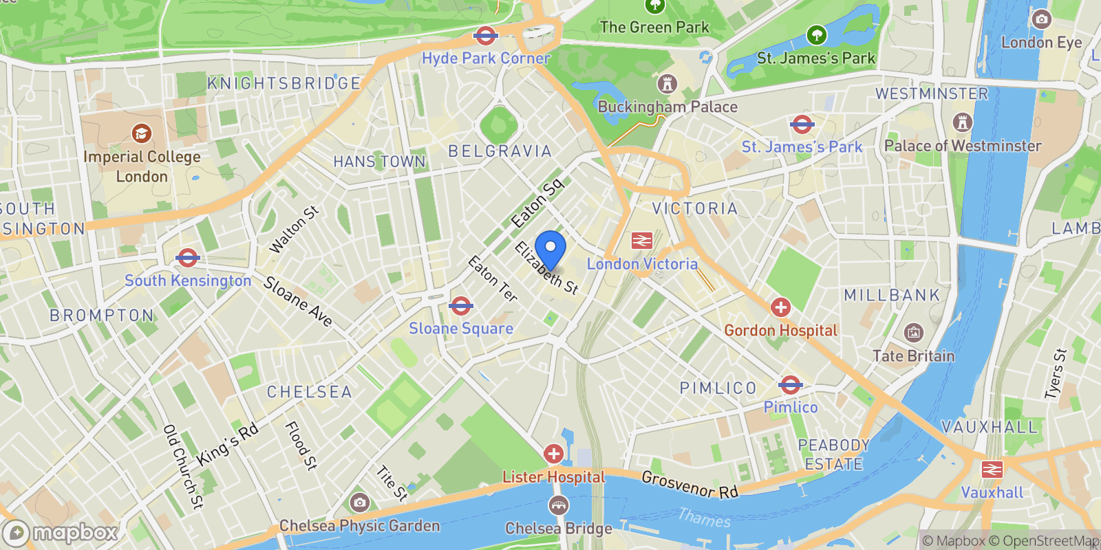 Map showing Eaton Mews South, London, England, United Kingdom.