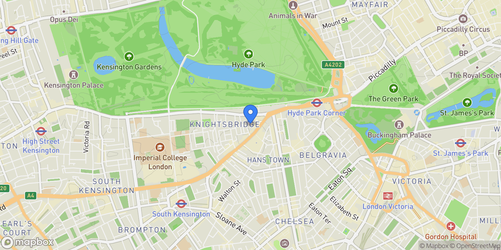 Map showing Cheval Place, London, England, United Kingdom.