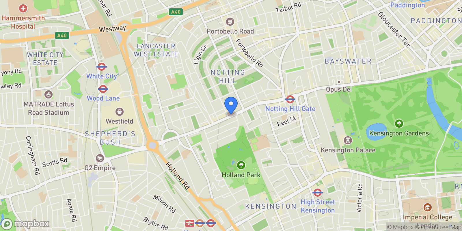 Map showing Queensdale Road, London, England, United Kingdom.