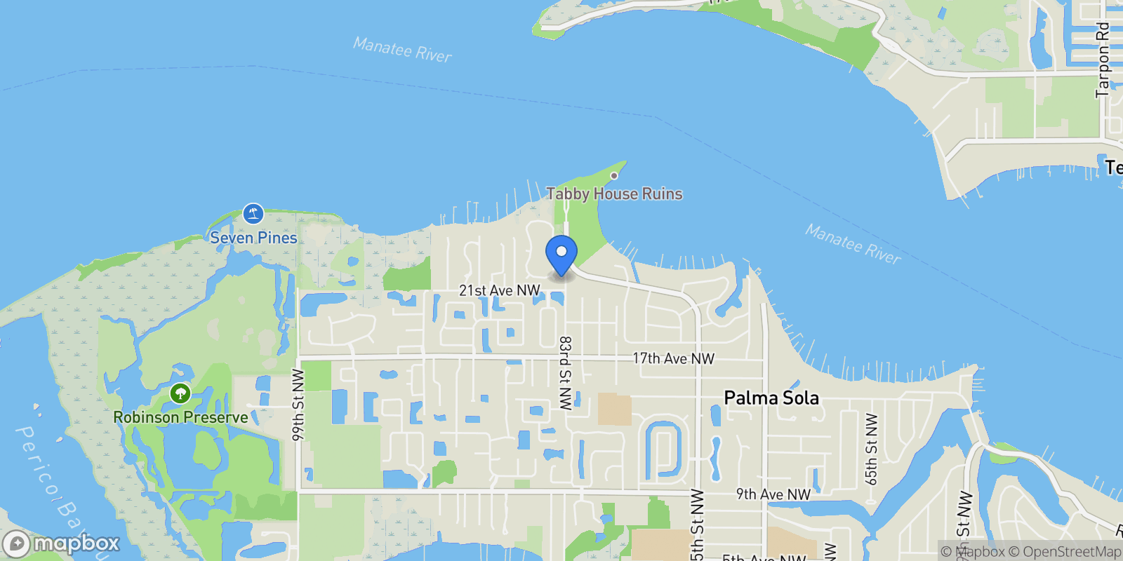 Map showing 2383 LANDINGS CIRCLE, BRADENTON, FL, 34209, USA, Bradenton, Florida, United States.