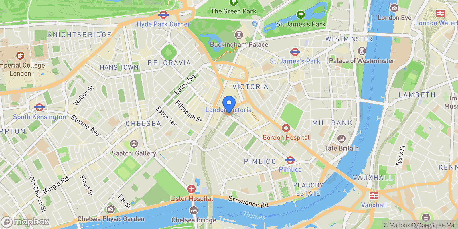 Map showing Elizabeth Street, London, England, United Kingdom.
