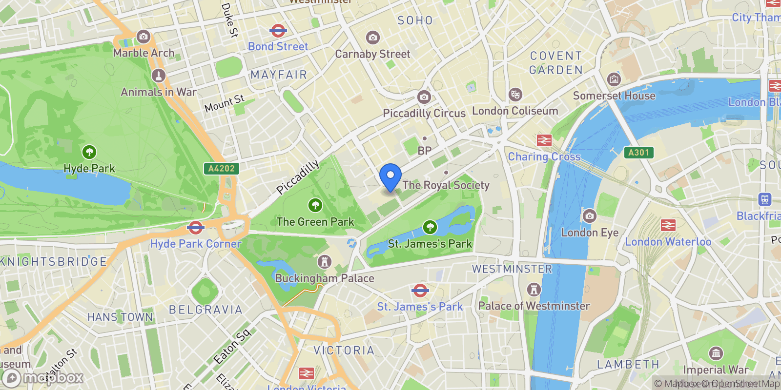 Map showing St James’s Place, London, England, United Kingdom.