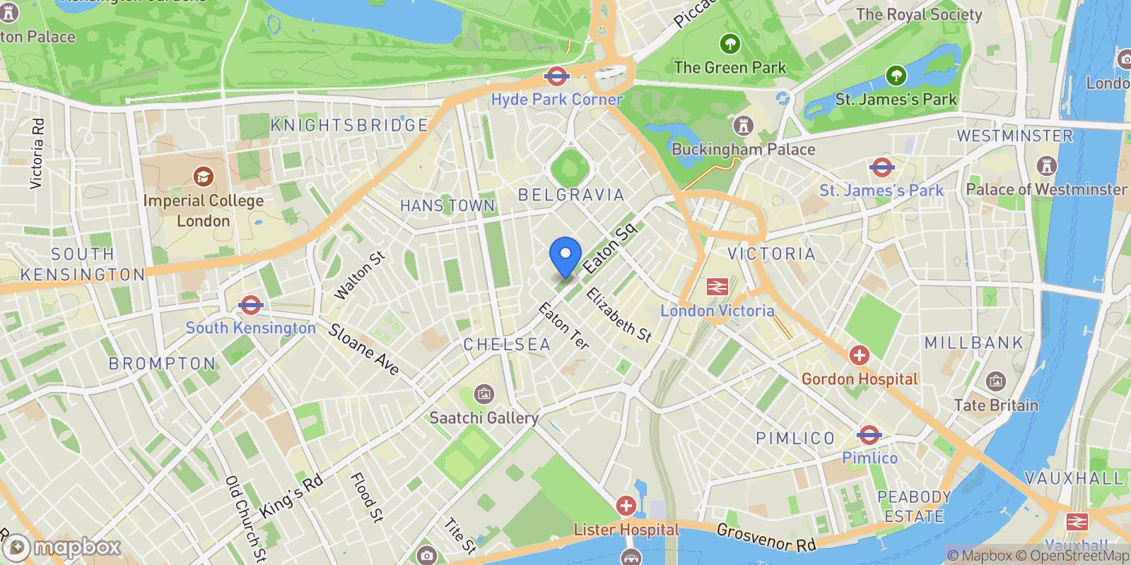 Map showing Eaton Place, London, England, United Kingdom.