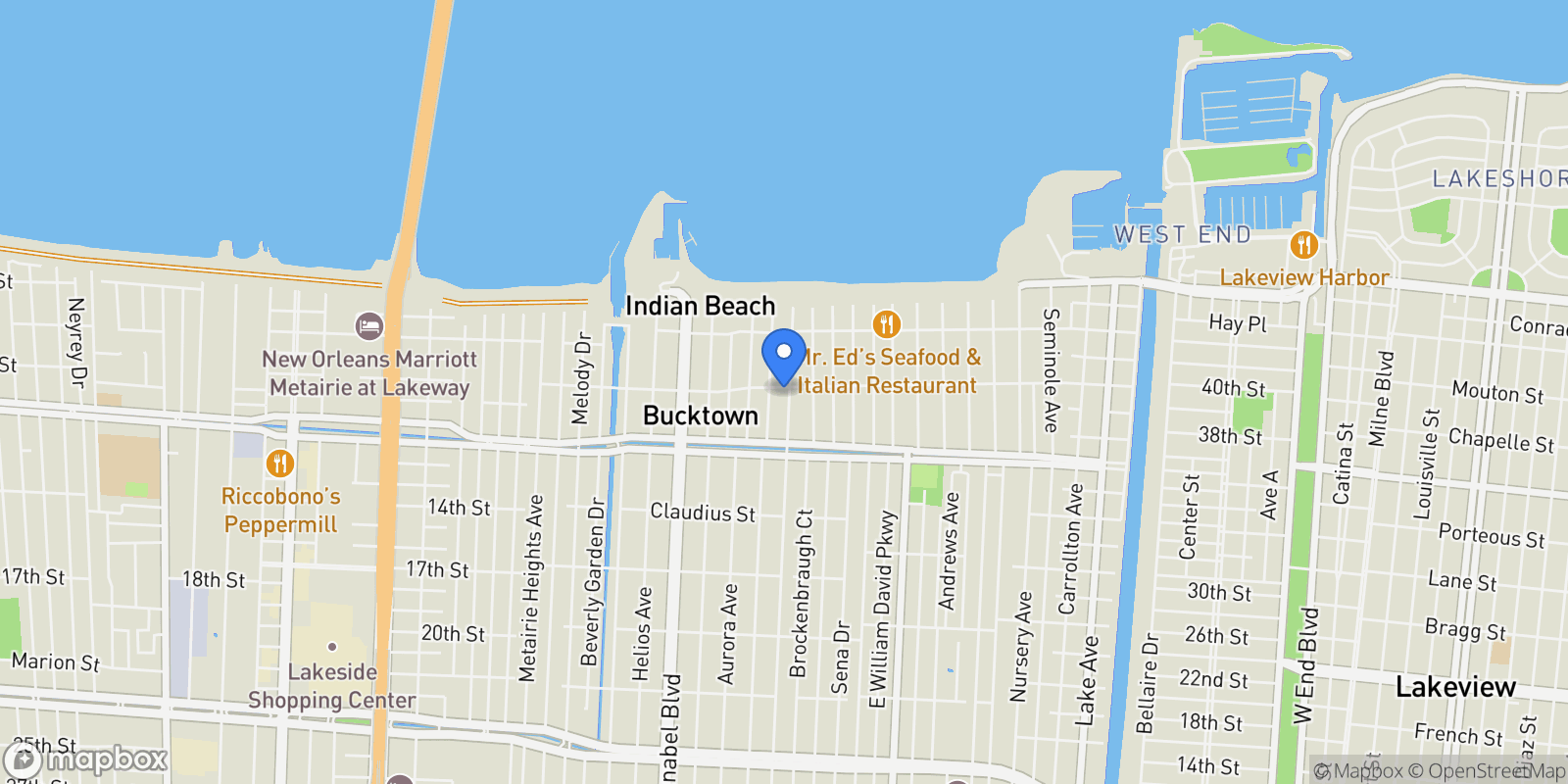 Map showing 1356 Homestead Avenue , Metairie, LA 70005, Metairie, Louisiana, United States.