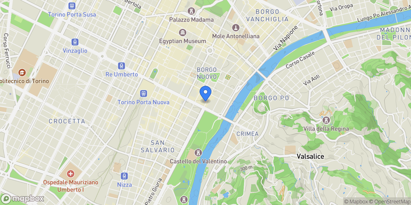 Map showing via Fratelli Calandra, Torino, TO 10123, Turin, Piedmont, Italy.